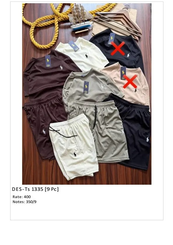 Men's Polo Co-Ord Shorts Set DES-TS-1335 (9 Pcs Set)