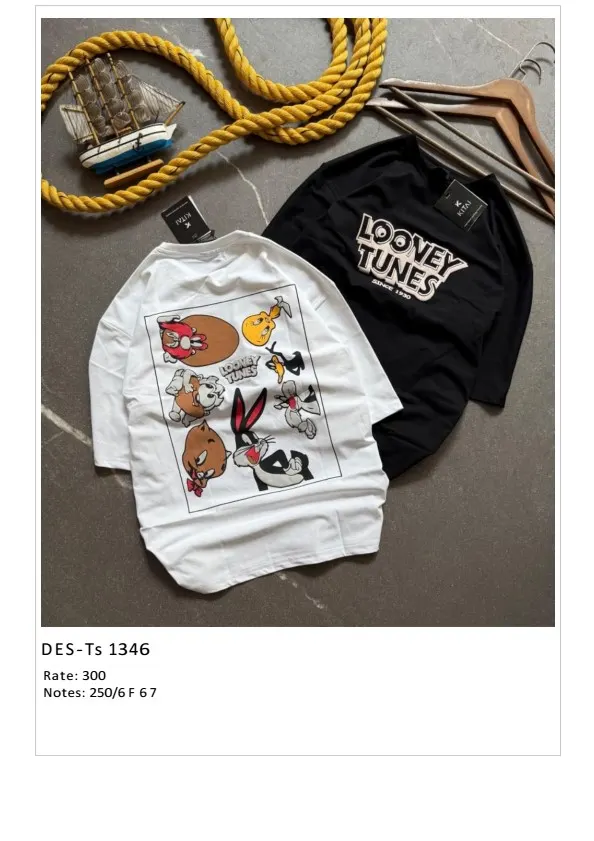 Men's Looney Tunes Drop Shoulder T-Shirt DES-TS-1346 (6 Pcs Set)