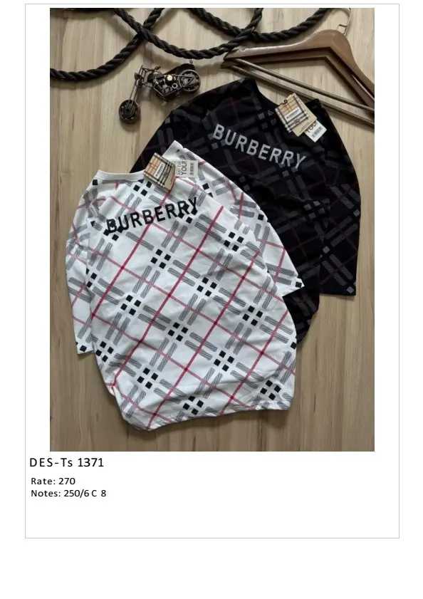 Men's Burberry Plaid Print T-Shirt DES-TS-1371 (6 Pcs Set)