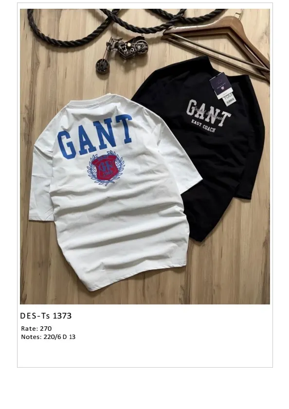 Men's Gant East Coach Back Print T-Shirt DES-TS-1373 (6 Pcs Set)