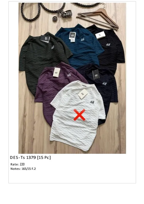 Men's H&M Ripple Knit T-Shirt DES-TS-1379 (15 Pcs Set)