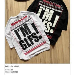 Men’s Hate Is Love Poster Graphic T-Shirt DES-TS-1390 (8 Pcs Set)
