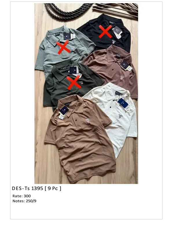 Men's Gant Collared Summer Polo DES-TS-1395 (18 Pcs Set)