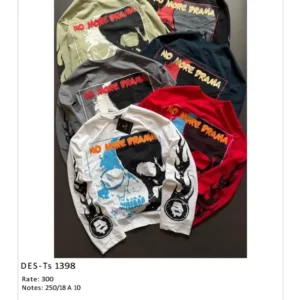 Men’s Full Sleeve No More Drama T-Shirt DES-TS-1398 (18 Pcs Set)