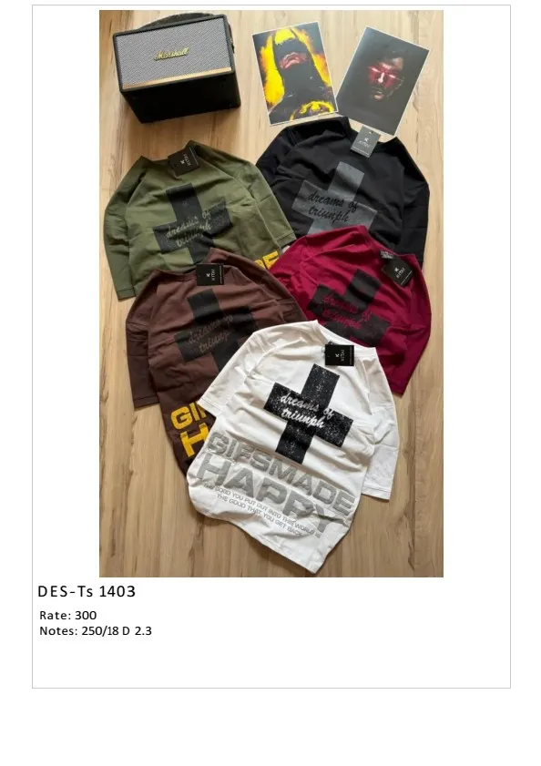 Men's Dreams of Triumph Drop Shoulder T-Shirt DES-TS-1403 (18 Pcs Set)