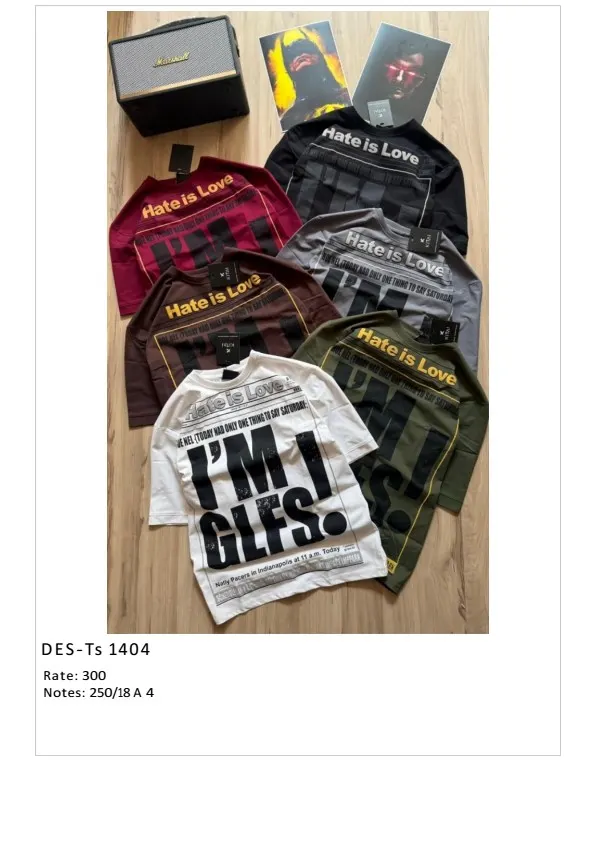 Men's Hate Is Love Striped Box T-Shirt DES-TS-1404 (18 Pcs Set)