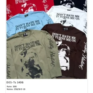 Men’s Don’t Hate Me Full Sleeve T-Shirt DES-TS-1406 (18 Pcs Set)