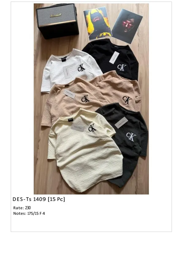 Men's Calvin Klein Chevron Textured T-Shirt DES-TS-1409 (15 Pcs Set)