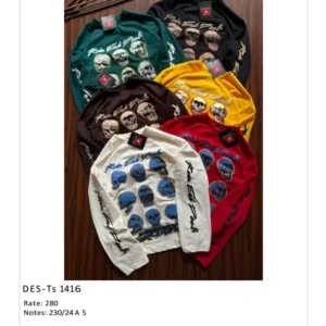 Men’s Full Sleeve Skull Collage T-Shirt DES-TS-1416 (24 Pcs Set)