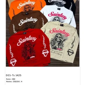 Men’s Full Sleeve Saintury Skeletal T-Shirt DES-TS-1425 (18 Pcs Set)