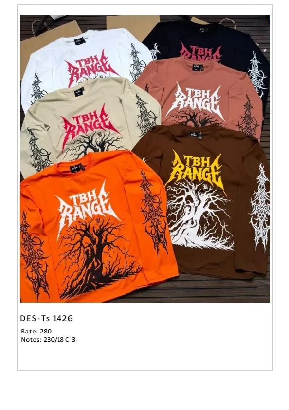 Men's Full Sleeve TBH Range Dead Tree T-Shirt DES-TS-1426 (18 Pcs Set)