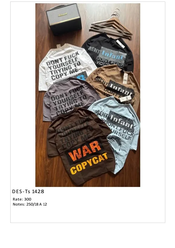 Men's Full Sleeve War Copycat Statement T-Shirt DES-TS-1428 (18 Pcs Set)