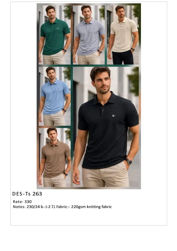 Men's Heavy Knitting T-Shirt DES-TS-263 (24 Pcs Set)