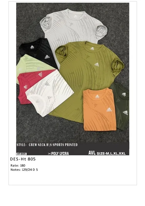 Men's Poly Lycra Sports Printed T-Shirt DES-TS-805 (24 Pcs Set)