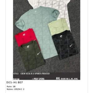 Men’s Poly Lycra Sports Printed T-Shirt DES-TS-807 (24 Pcs Set)