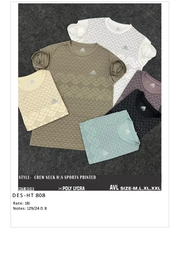 Men's Poly Lycra Sports Printed T-Shirt DES-TS-808 (24 Pcs Set)