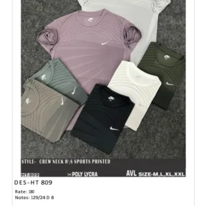 Men’s Poly Lycra Sports Printed T-Shirt DES-TS-809 (24 Pcs Set)