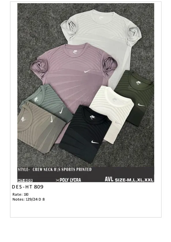 Men's Poly Lycra Sports Printed T-Shirt DES-TS-809 (24 Pcs Set)