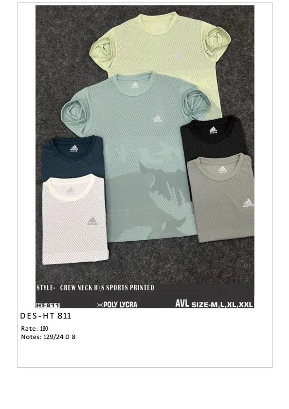 Men's Poly Lycra Sports Printed T-Shirt DES-TS-811 (24 Pcs Set)