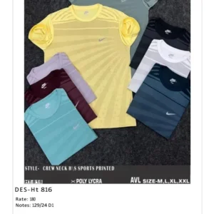 Men’s Poly Lycra Sports Printed T-Shirt DES-TS-816 (24 Pcs Set)