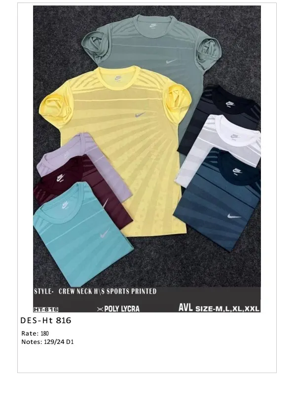 Men's Poly Lycra Sports Printed T-Shirt DES-TS-816 (24 Pcs Set)