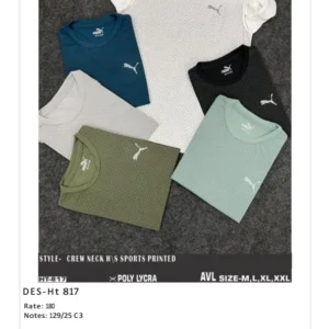 Men’s Poly Lycra Sports Printed T-Shirt DES-TS-817 (25 Pcs Set)