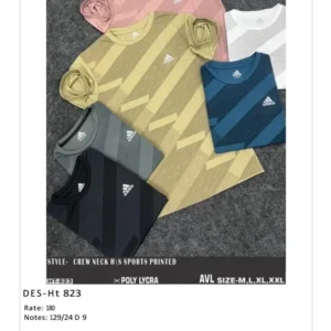 Men’s Poly Lycra Sports Printed T-Shirt DES-TS-823 (24 Pcs Set)