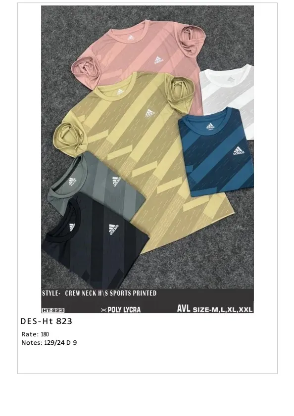 Men's Poly Lycra Sports Printed T-Shirt DES-TS-823 (24 Pcs Set)