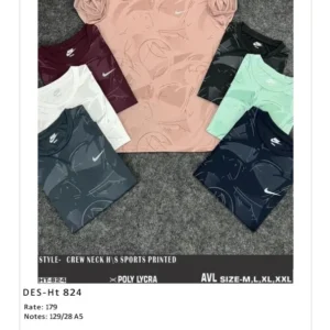Men’s Poly Lycra Sports Printed T-Shirt DES-TS-824 (28 Pcs Set)