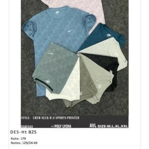 Men’s Poly Lycra Sports Printed T-Shirt DES-TS-825 (24 Pcs Set)