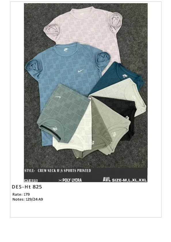 Men's Poly Lycra Sports Printed T-Shirt DES-TS-825 (24 Pcs Set)