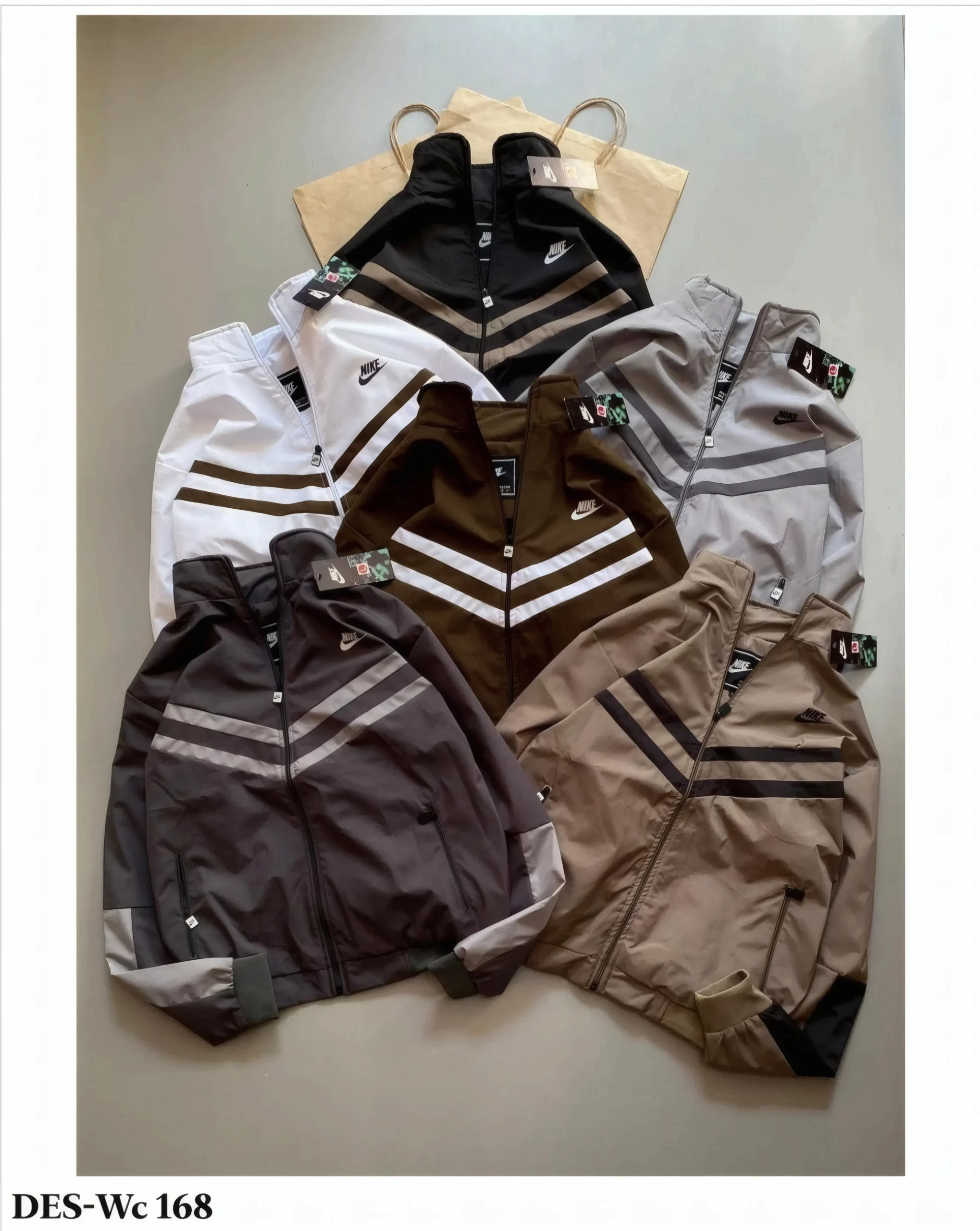 Men's Nike Style Double Stripe Windcheater Jacket - DES-WC 168 (MOQ: 18 Pcs Set)