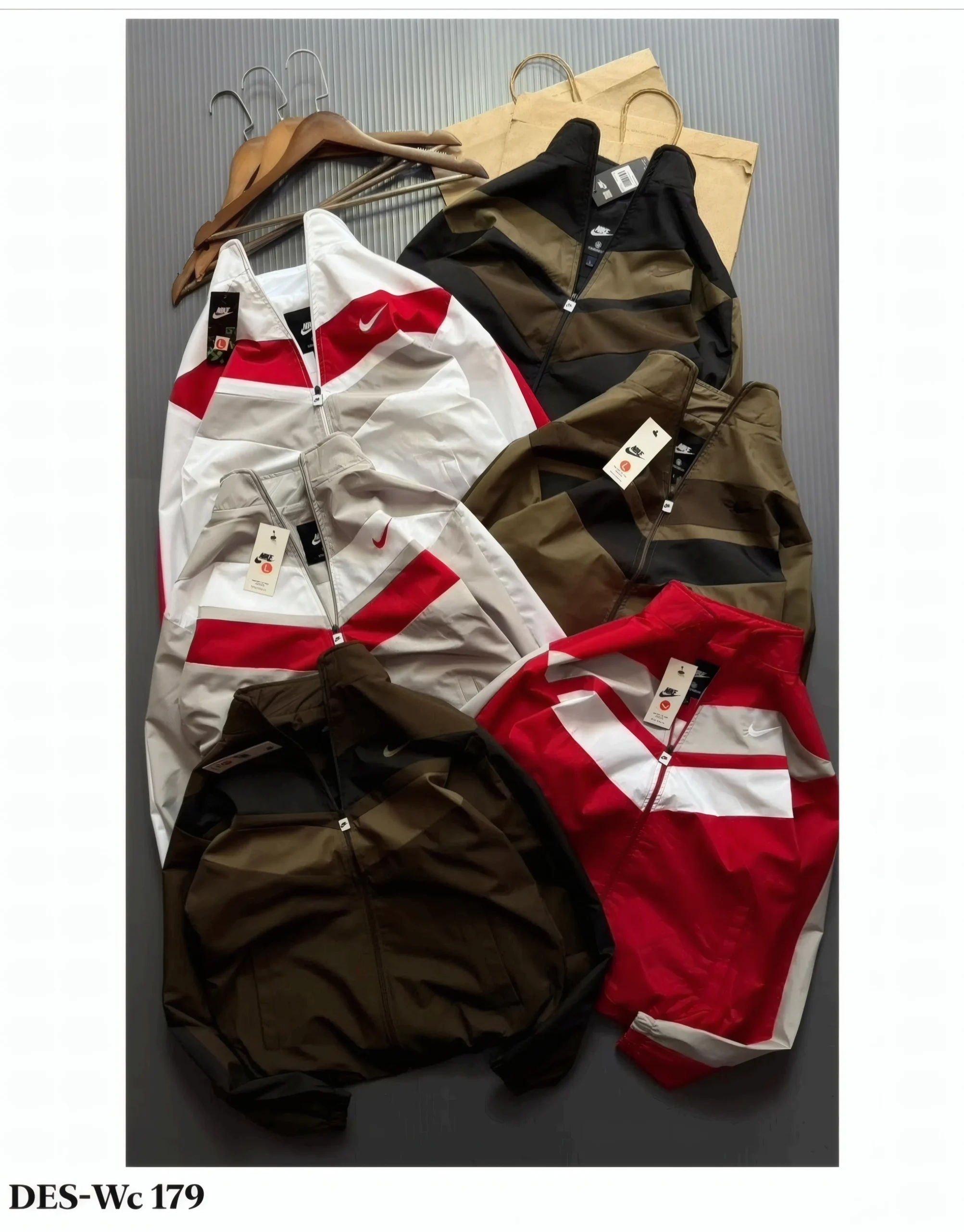Men's Nike Style Chevron Colorblock Windcheater Jacket - DES-WC 179 (MOQ: 18 Pcs Set)