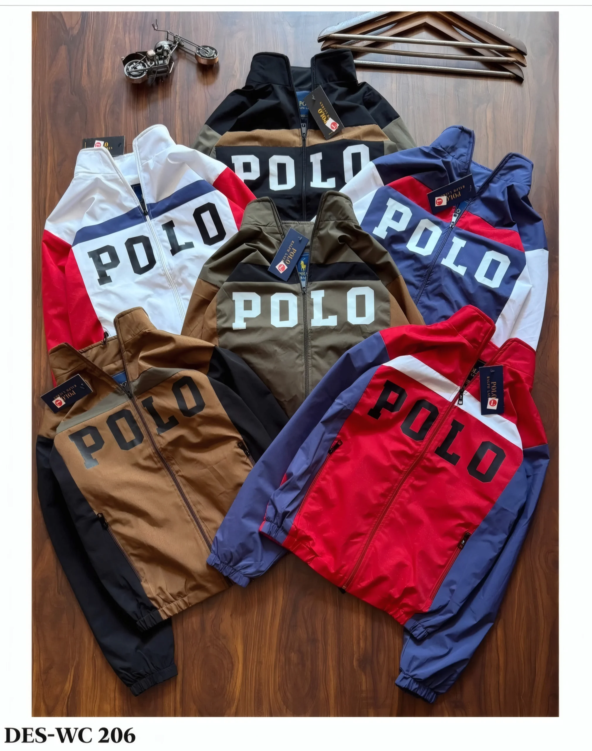 Men's Polo Printed Windcheater Jacket - DES-WC 206 (MOQ: 18 Pcs Set)